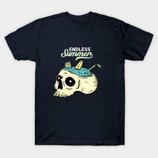 Endless Summer Head of Skull Ocean Illustration T-Shirt